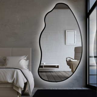 Miroir de forme organique dans un cadre avec éclairage - TOPAZ IN LED FRAME