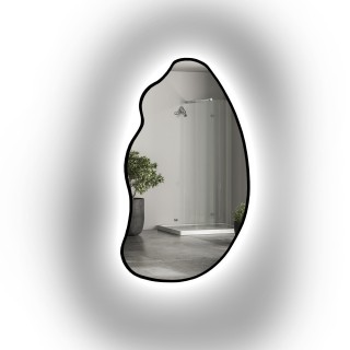 Miroir de forme organique dans un cadre avec éclairage - TOPAZ IN LED FRAME