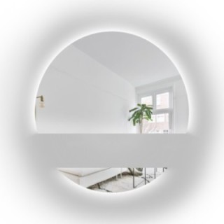 Miroir de salle de bains rond en deux parties avec éclairage WIRO LED