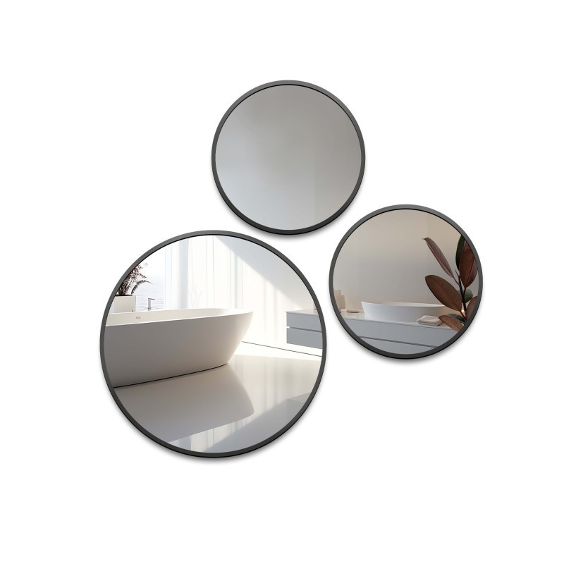 Jeu de trois miroirs ronds en mdf à cadre fin - FITRI II
