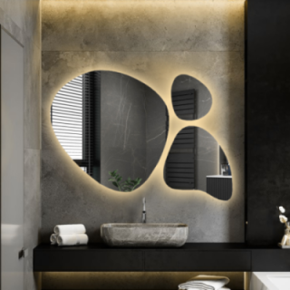 Set de trois miroirs organiques avec éclairage - FLORA LED