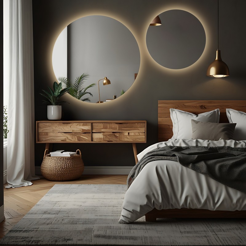 Set de miroirs de salle de bain ronds avec éclairage - SET DE CERCLES LED