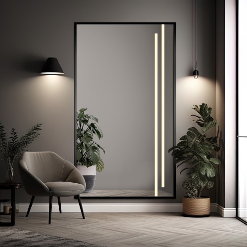 Lustro w czarnej ramie z podświetleniem- 1503 LED III - kolor ramy do wyboru