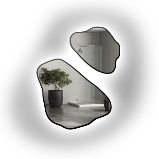 Jeu de miroirs de forme irrégulière dans un cadre avec éclairage - MORION IN LED FRAME