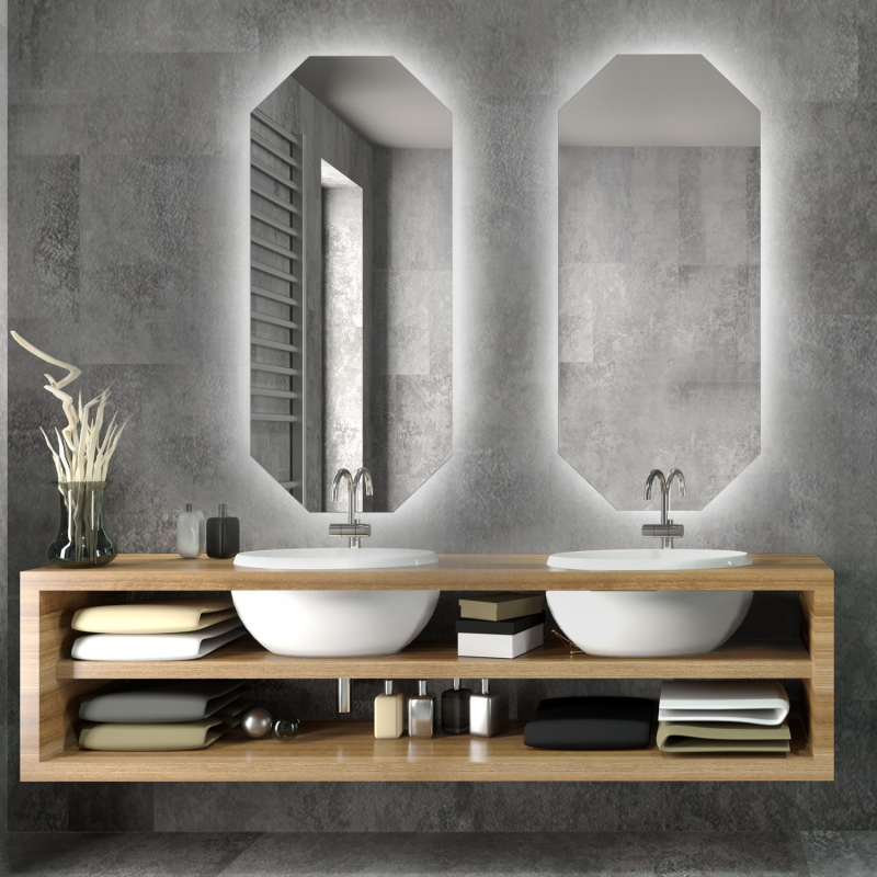 Set de miroirs octogonaux avec éclairage - OKTAGON LED KIT