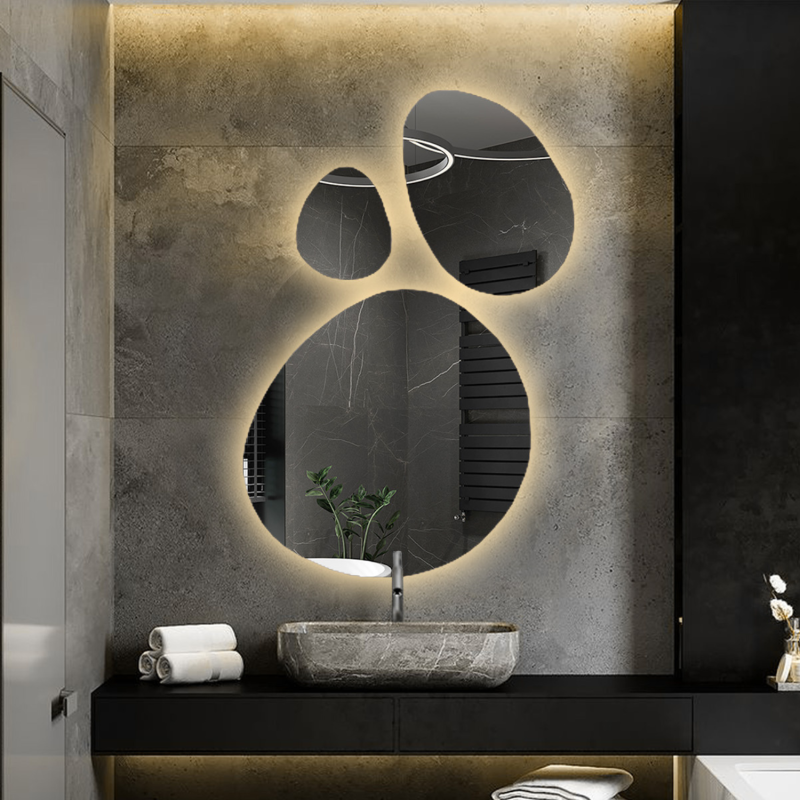 Set de trois miroirs de forme organique avec éclairage - OPALIT LED