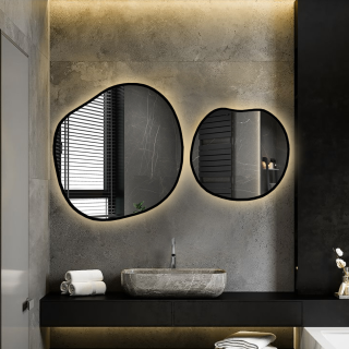 Jeu de miroirs organiques dans un cadre avec éclairage - SODALIT IN LED FRAME