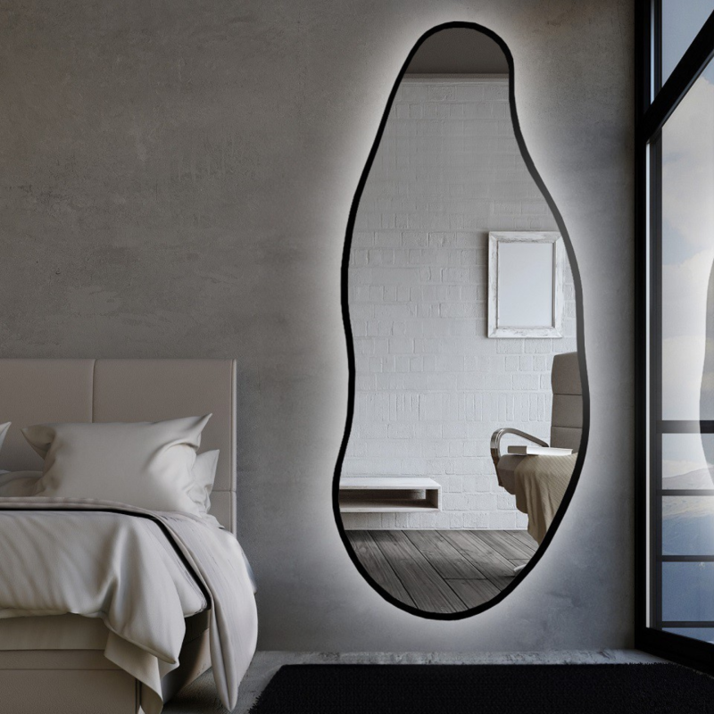 Miroir de forme organique dans un cadre avec éclairage - BARYT IN LED FRAME