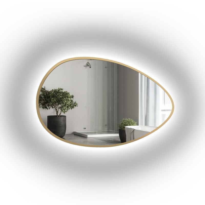 Miroir organique en MDF or cadre SLIM avec éclairage - ZOE LED - couleur du cadre au choix