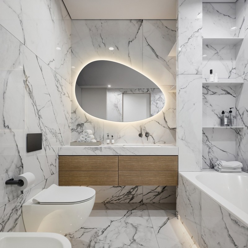 Miroir organique poli avec éclairage - ZYTA LED