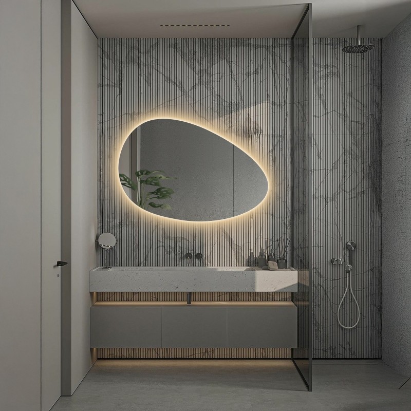 Miroir organique poli avec éclairage - ZYTA LED