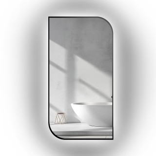 Miroir en MDF noir cadre SLIM avec éclairage - LED teardrop - choix de la couleur du cadre