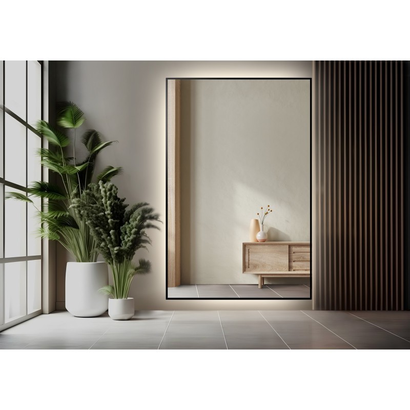 Miroir avec cadre noir et éclairage - 1201 LED - couleur du cadre au choix Miroir avec cadre noir et éclairage - 1201 LED - couleur du cadre au choix