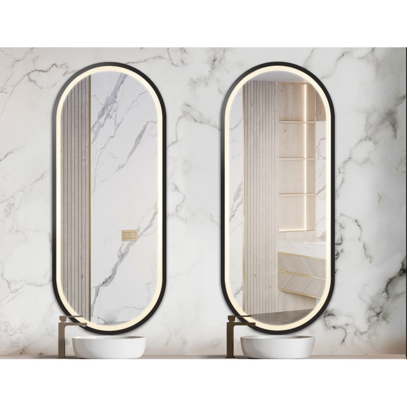 Jeu de miroirs ovales dans un cadre en mdf avec éclairage - OSKAR LED KIT II Jeu de miroirs ovales dans un cadre en mdf avec éclairage - OSKAR LED KIT II
