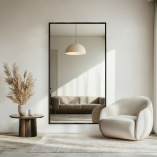 Grand miroir mural moderne avec cadre en bois - 2101 - couleur du cadre au choix