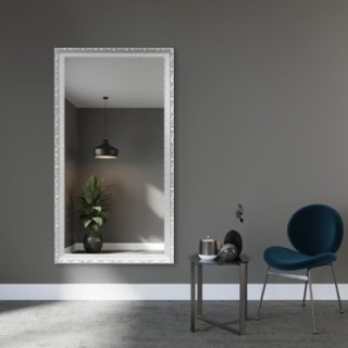 Miroir dans un cadre en bois blanc ornementé - 5004001