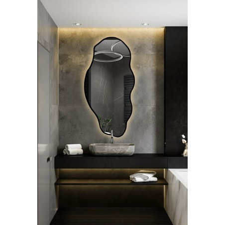 Miroir de forme organique dans un cadre avec éclairage - LOLIT IN LED FRAME
