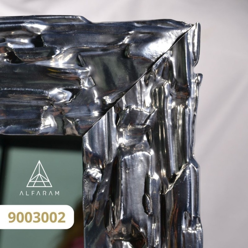 Miroir mural de luxe avec cadre argenté richement décoré  - 9003002