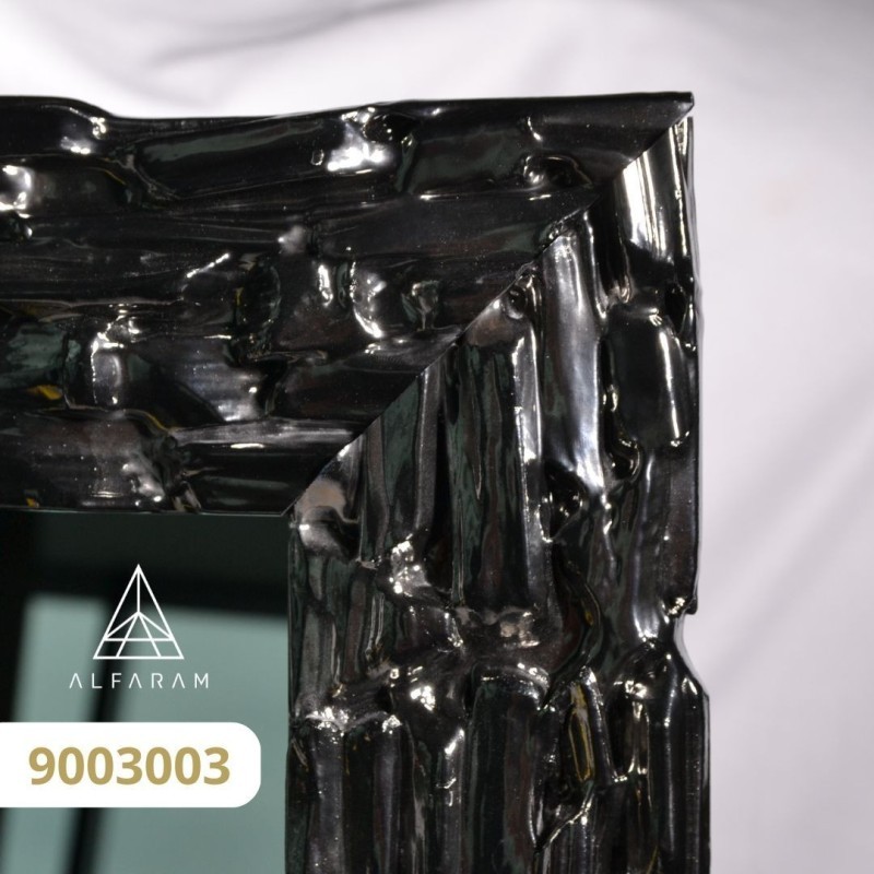 Miroir mural de luxe dans un cadre couleur graphite richement décoré  - 9003003