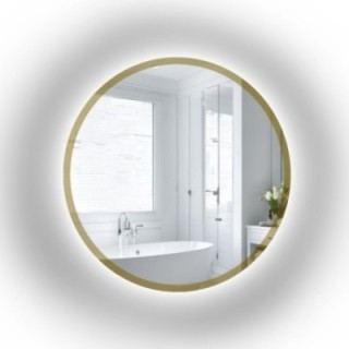 Miroir rond dans un cadre en or brillant avec éclairage - BELLA LED