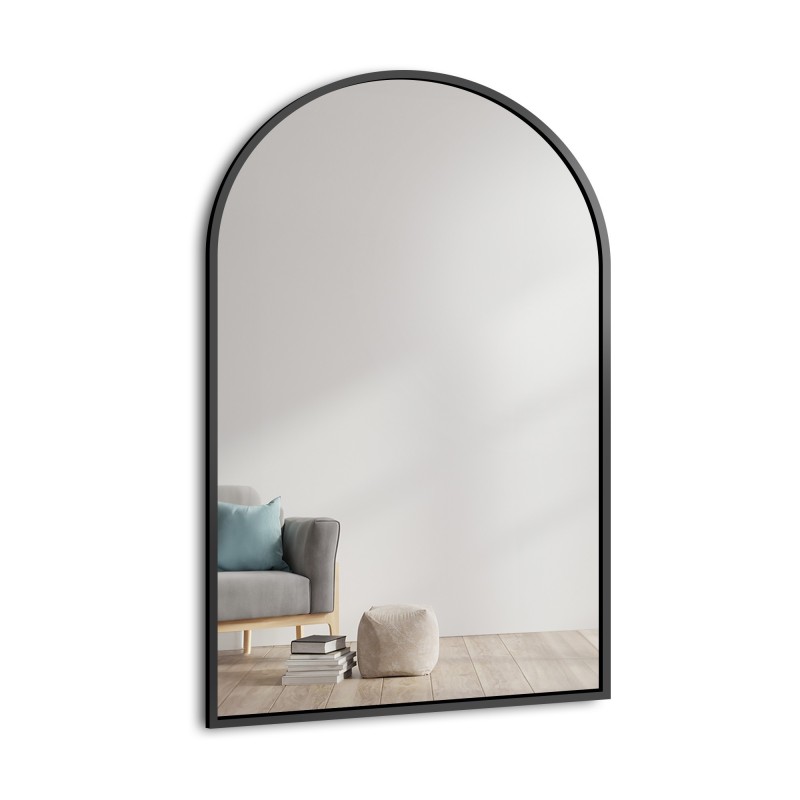Miroir semi-ovale avec cadre en mdf noir mat - BERDO - couleur du cadre au choix