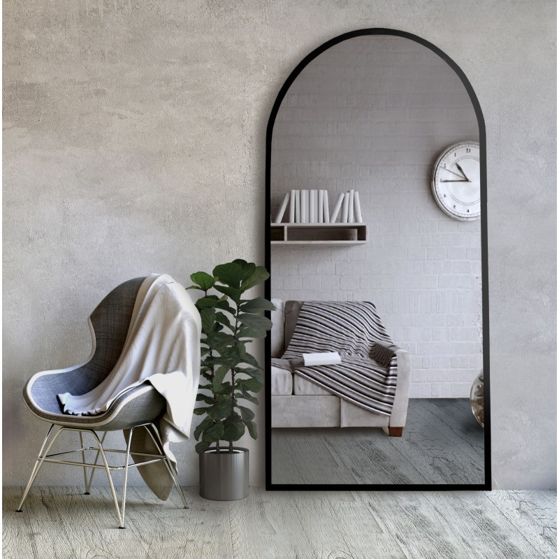 Miroir semi-ovale avec cadre en mdf noir mat - BERDO - couleur du cadre au choix