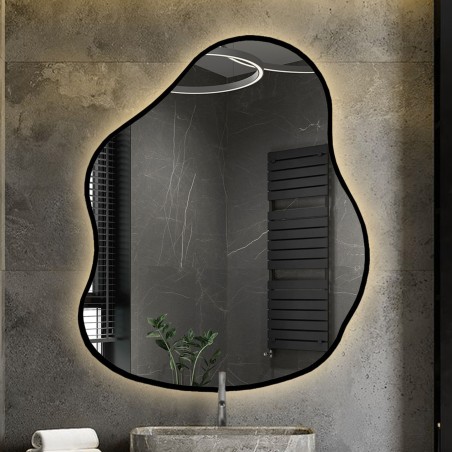 Miroir de forme organique dans un cadre avec éclairage - STONE IN LED FRAME