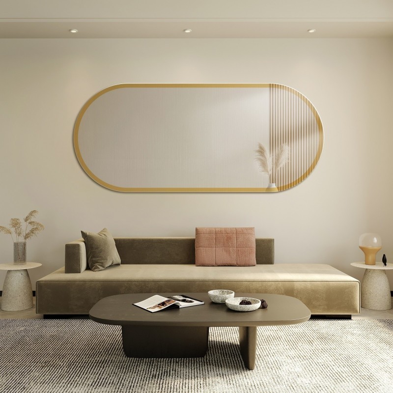 Miroir ovale dans un cadre doré brillant - BONITA