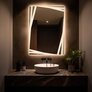 Miroir rectangulaire avec éclairage décoratif sablé - CARDS LED