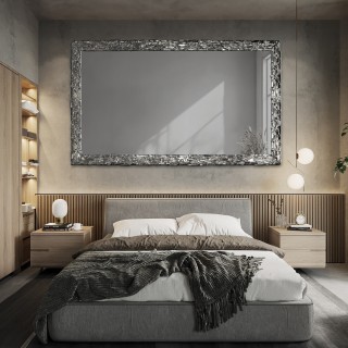 Miroir mural élégant dans un cadre argenté avec panneau graphite - CLAUDE GRAPHITE