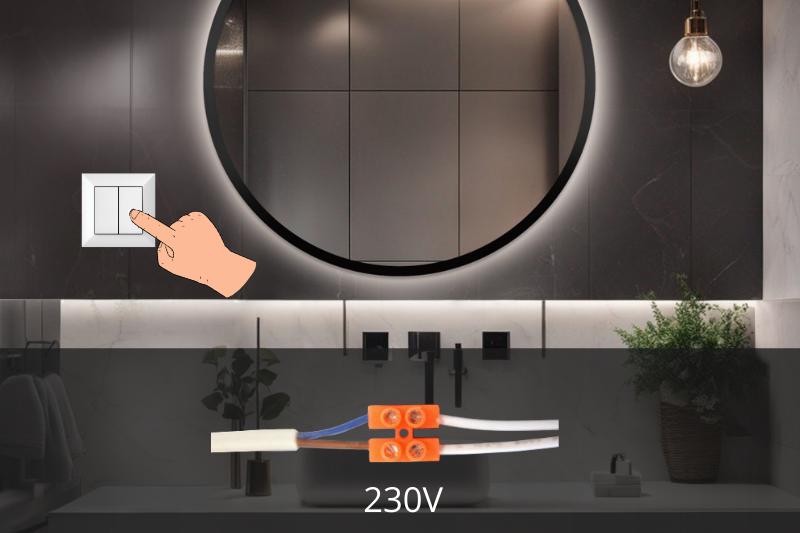 Directement sur le câble 230 V