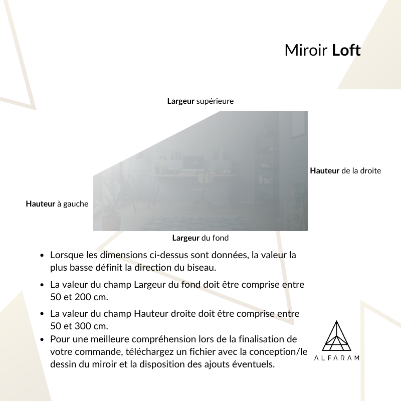 Miroir sablé pour le grenier - Sur mesure - NETTA LED