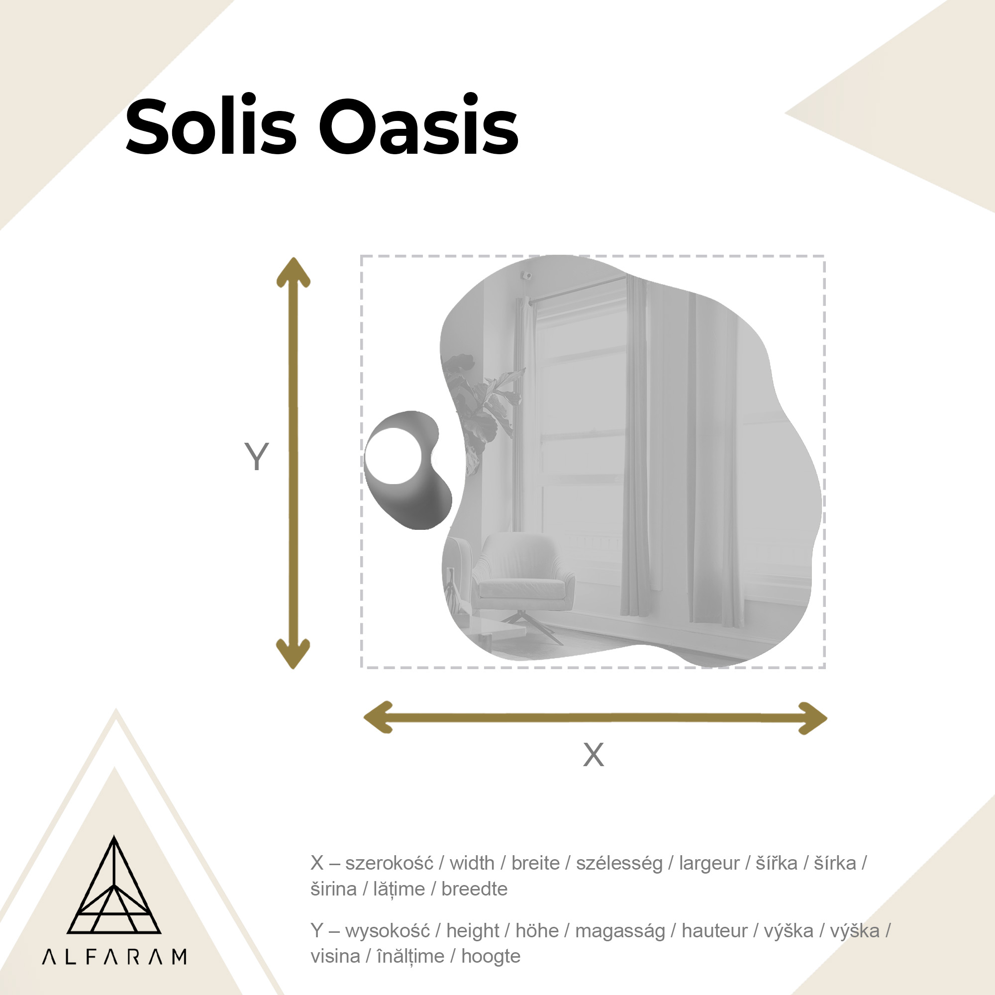 Miroir aux formes organiques avec lampe - SOLIS OASIS