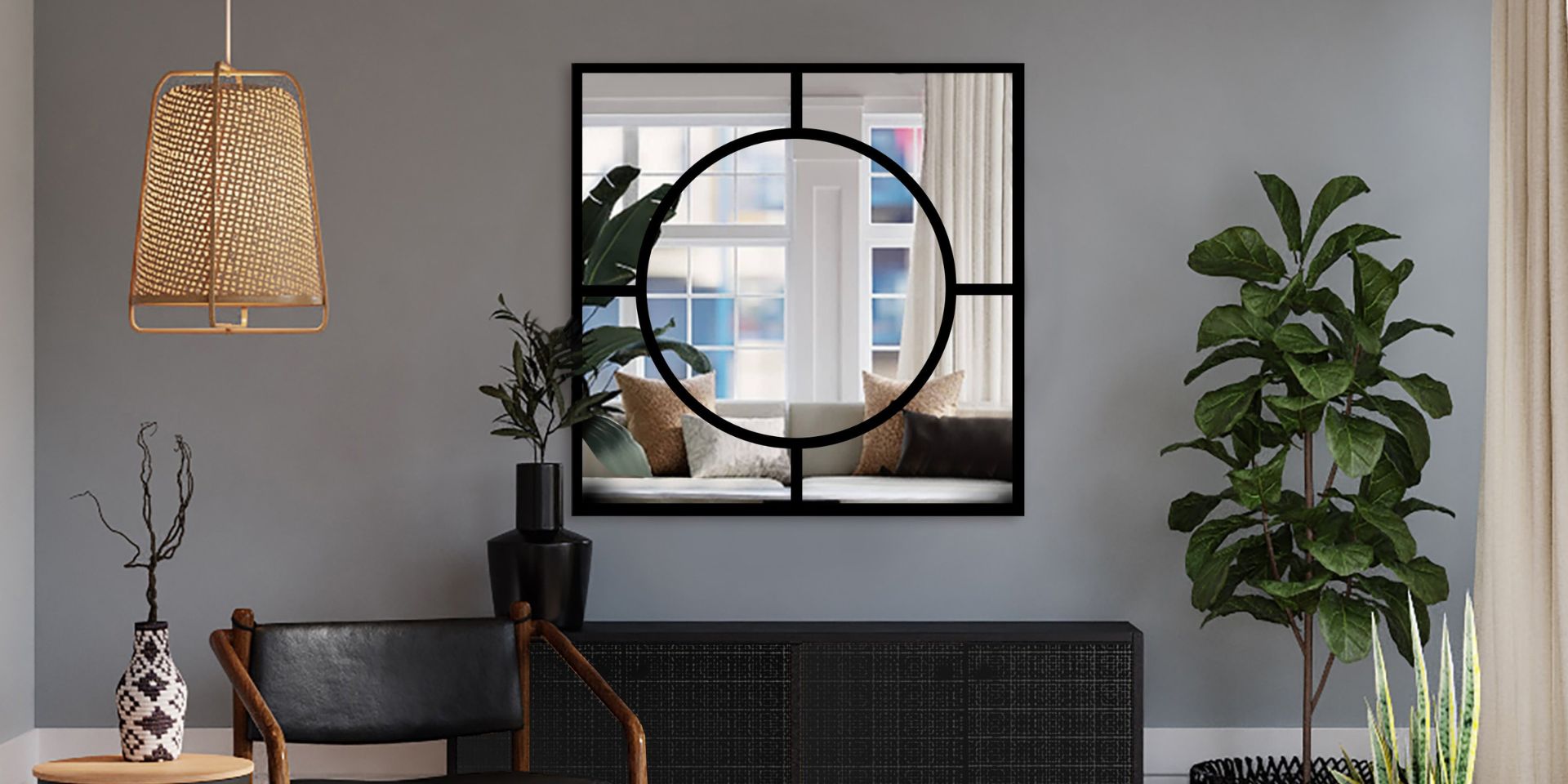 Un miroir industriel et loft  élégant et impressionnant